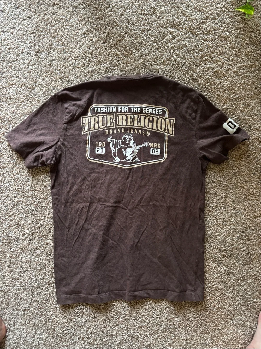 True Religion Brown Graphic Tee with Cream Accents